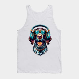 German Wirehaired Pointer Smiling DJ with Dynamic Vibes Tank Top